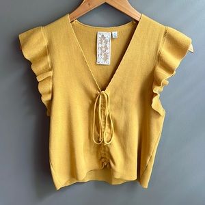 Mustard Flutter Sleeve Top